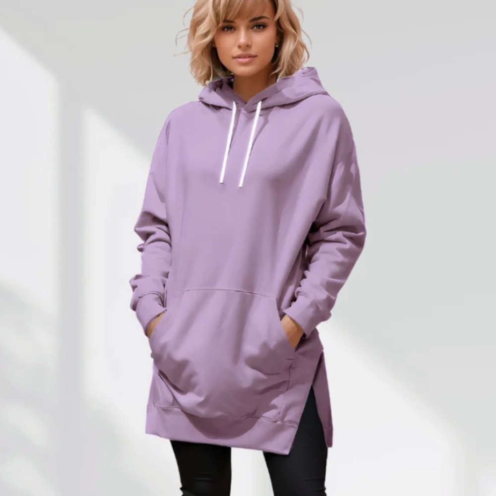 THE WARMY OVERSIZED HOODIE DRESS in Purple NWT